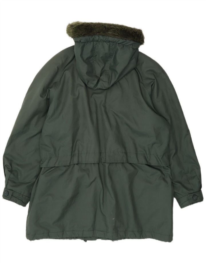 Vintage γυναικείο μπουφάν Parka με κουκούλα UK 20 2XL πράσινο πολυεστέρα