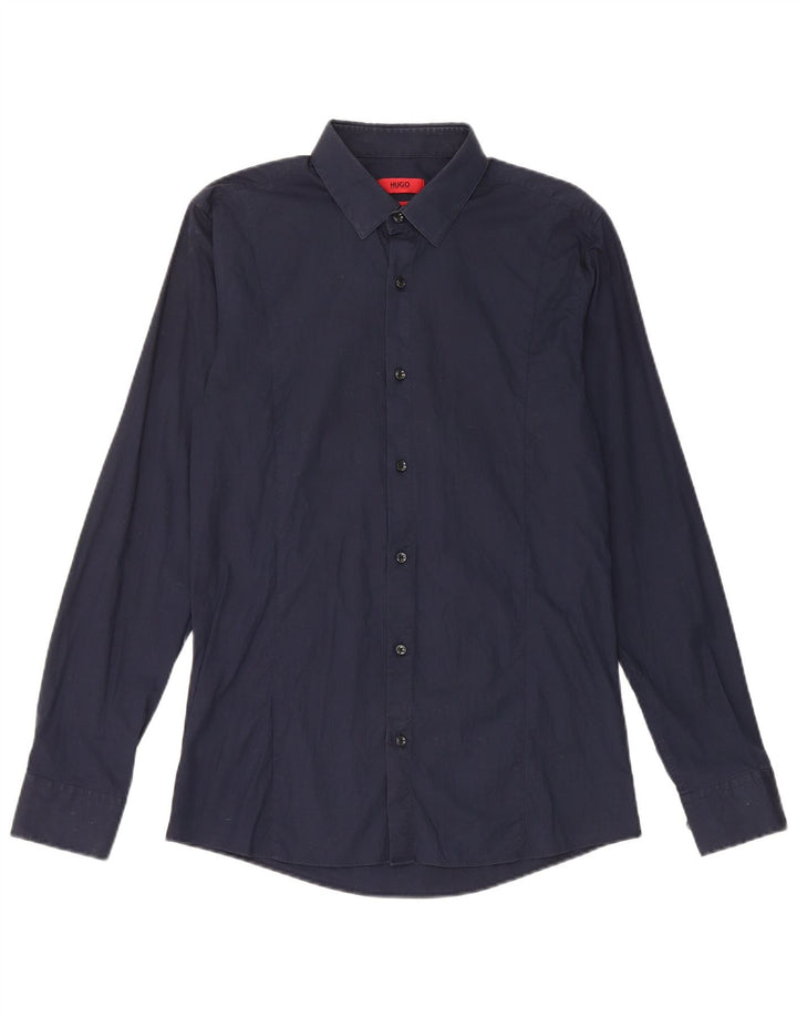 Ανδρικό πουκάμισο Hugo Boss Slim Fit Μικρό μπλε ναυτικό βαμβακερό