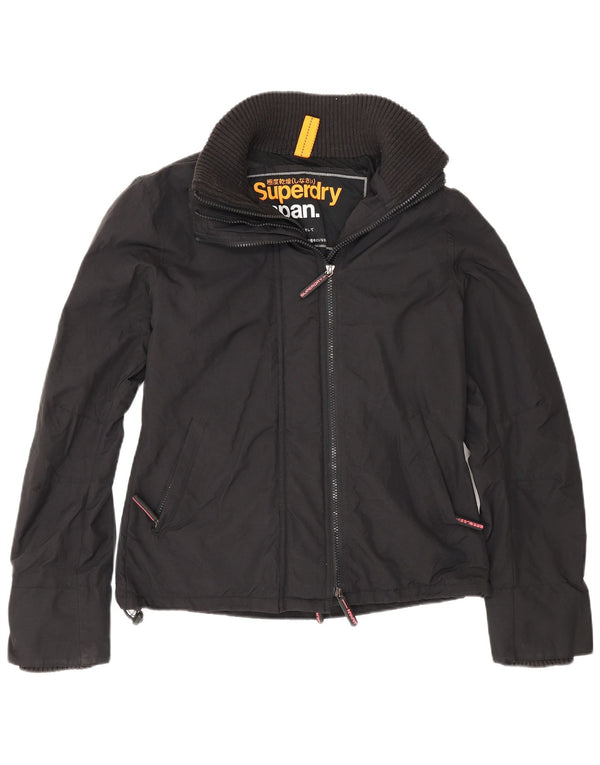 Superdry γυναικείο μπουφάν με κανονική εφαρμογή αντιανεμικό UK 16 μεγάλο μαύρο νάιλον