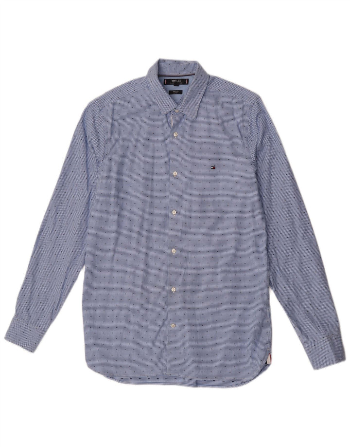 Ανδρικό πουκάμισο Tommy Hilfiger Slim Fit Medium Blue Houndstooth βαμβακερό