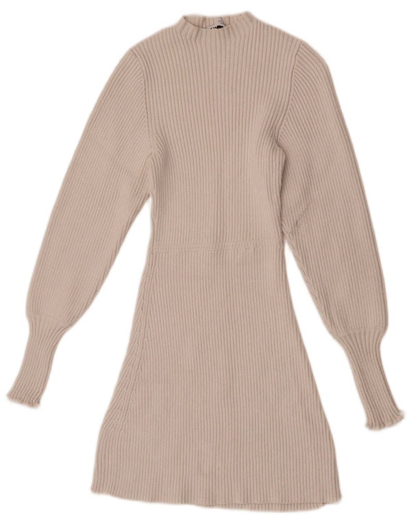 Zara Γυναικείο μακρυμάνικο φόρεμα UK 8 Small White