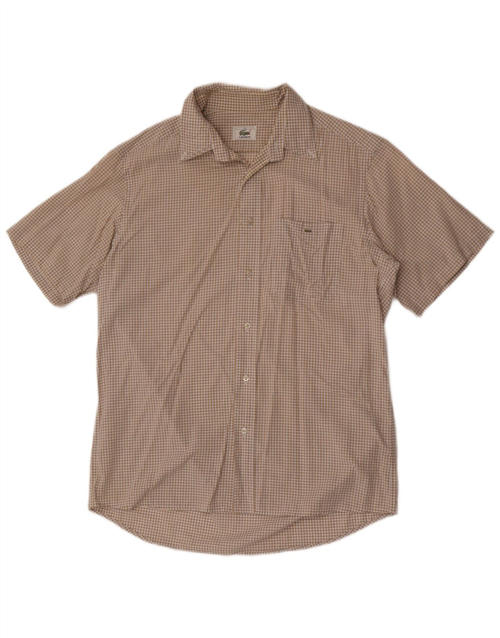 Ανδρικό κοντομάνικο πουκάμισο Lacoste Μέγεθος 40 Medium Beige Check Cotton