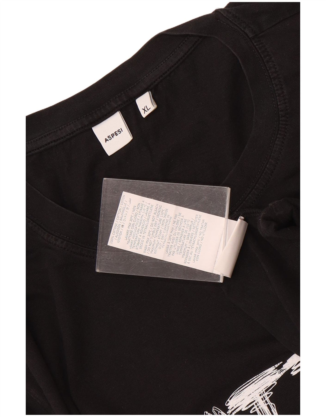 Aspesi Ανδρικό γραφικό T-Shirt Top XL Μαύρο βαμβακερό