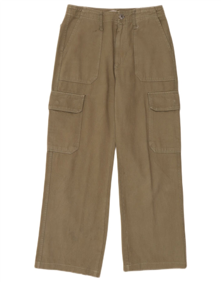 Zara Γυναικείο ίσιο παντελόνι Cargo EU 38 Small W28 L26 Χακί βαμβακερό