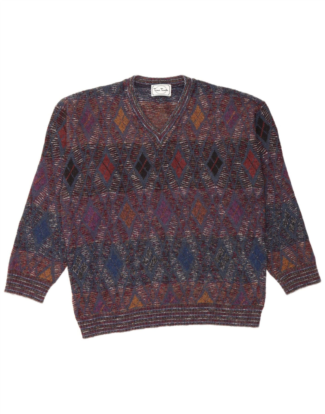 Ανδρικό πουλόβερ Tino Tinti με V λαιμόκοψη IT 52 μεγάλο πολύχρωμο