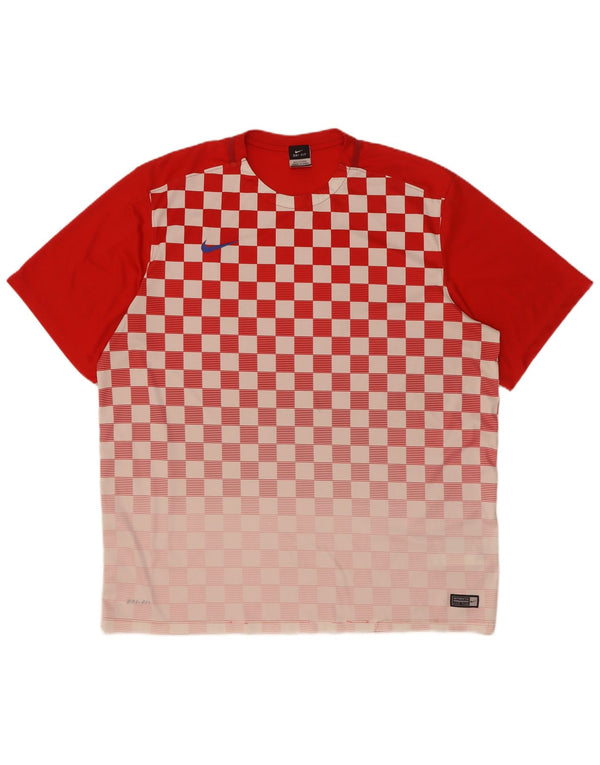 Ανδρικό T-shirt Nike Dri Fit Top 2XL κόκκινο γεωμετρικό πολυεστέρα