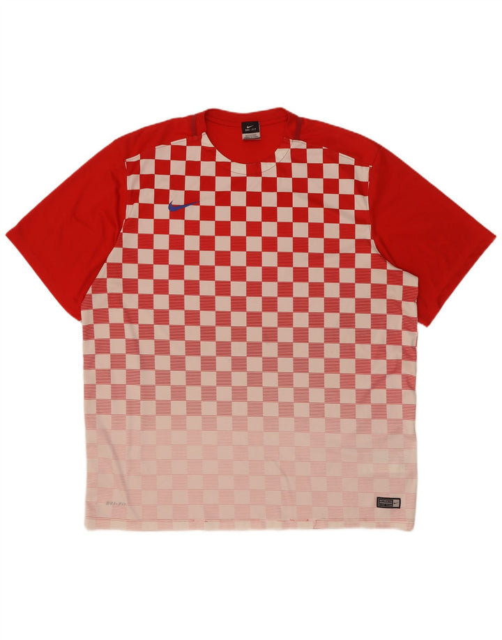 Ανδρικό T-shirt Nike Dri Fit Top 2XL κόκκινο γεωμετρικό πολυεστέρα