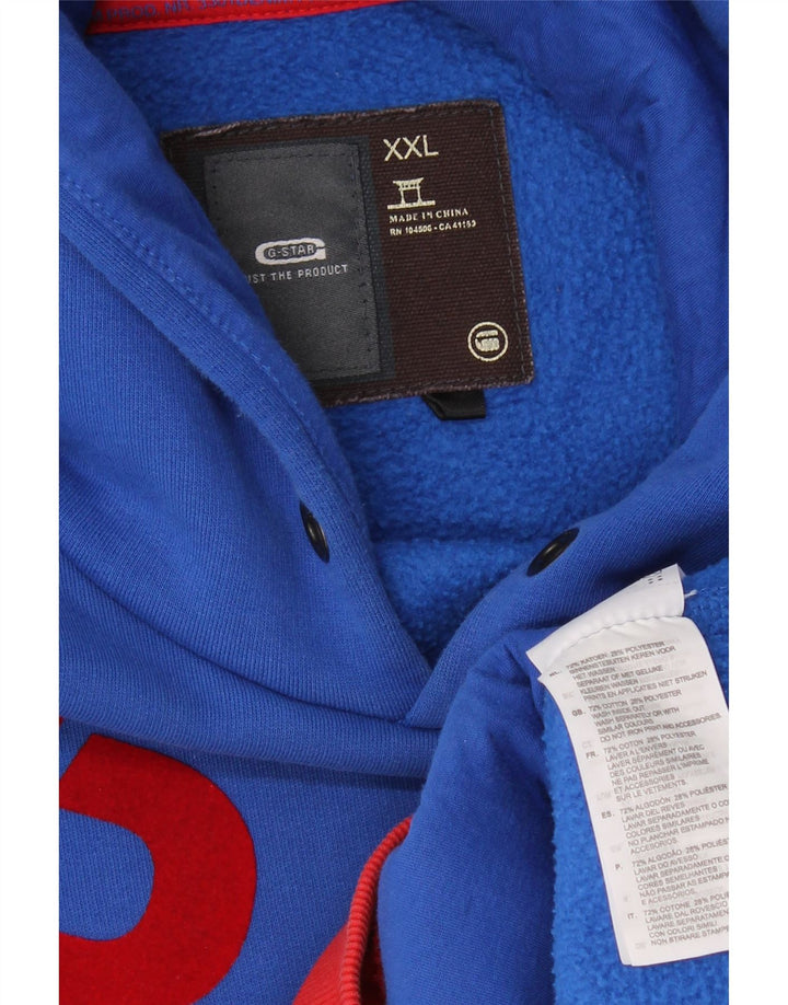 G-STAR Ανδρικό γραφικό μπλουζάκι με κουκούλα 2XL Μπλε βαμβακερό