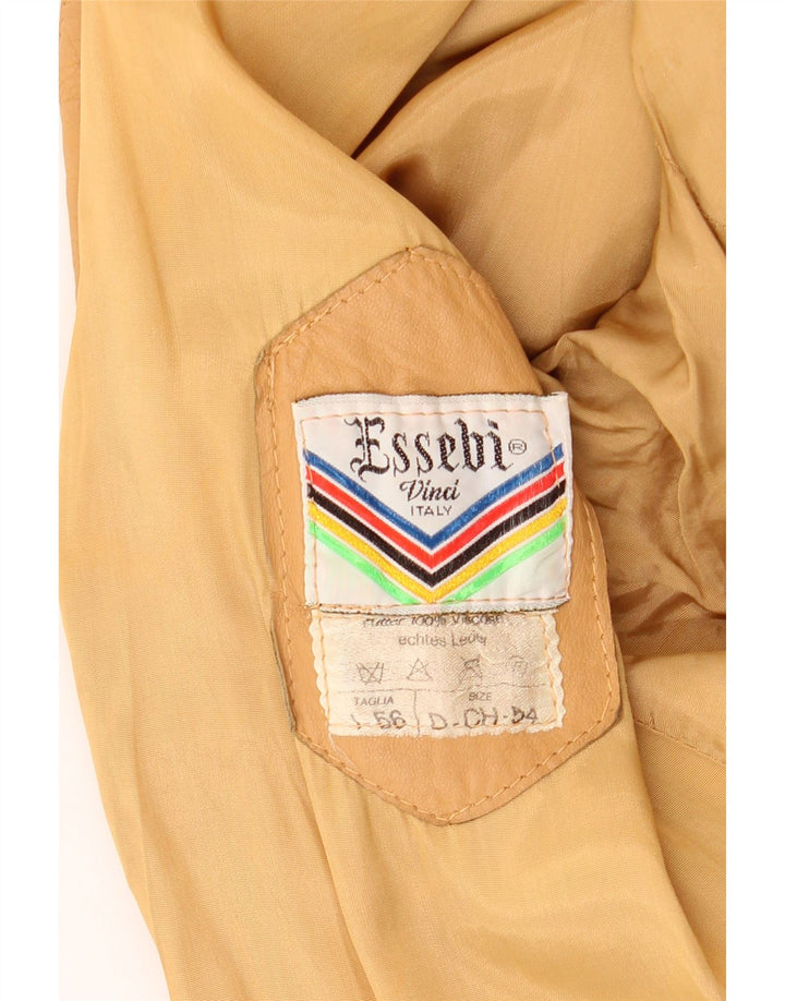 Essebi Ανδρικό Bomber Δερμάτινο Μπουφάν IT 56 3XL Μπεζ Δερμάτινο