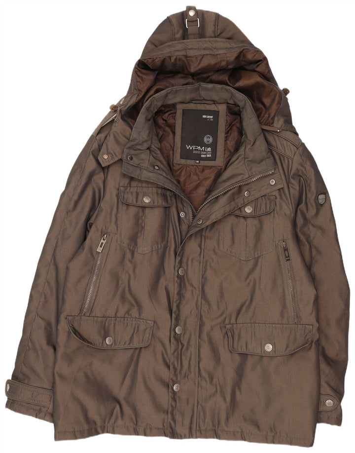 Ανδρικό μπουφάν Parka με κουκούλα WPM UK 44 2XL καφέ πολυεστέρας