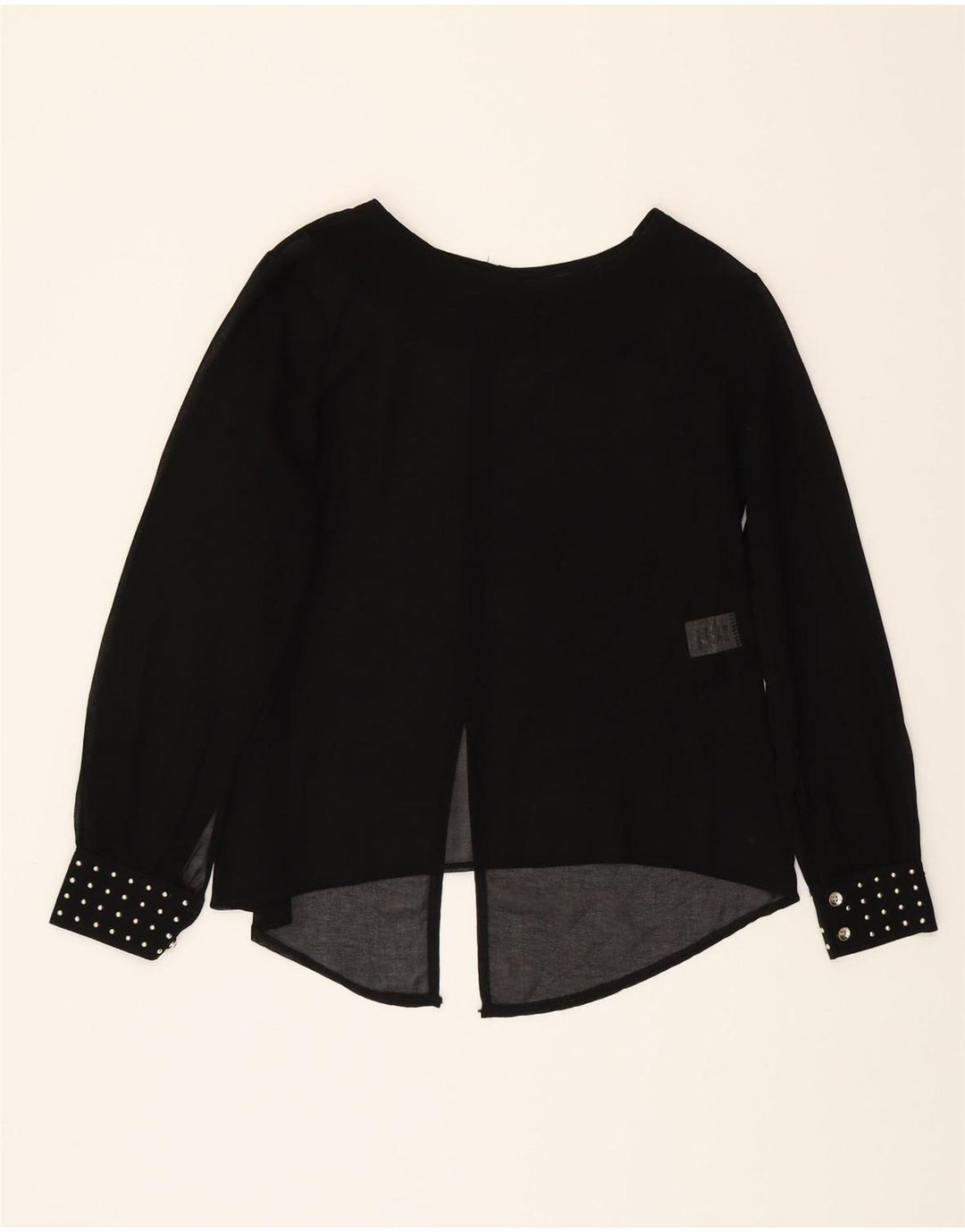 VINTAGE Womens Long Sleeve Blouse Top UK 12 Medium Black Polyester Vintage Vintage and Second-Hand Vintage from Messina Hembry 