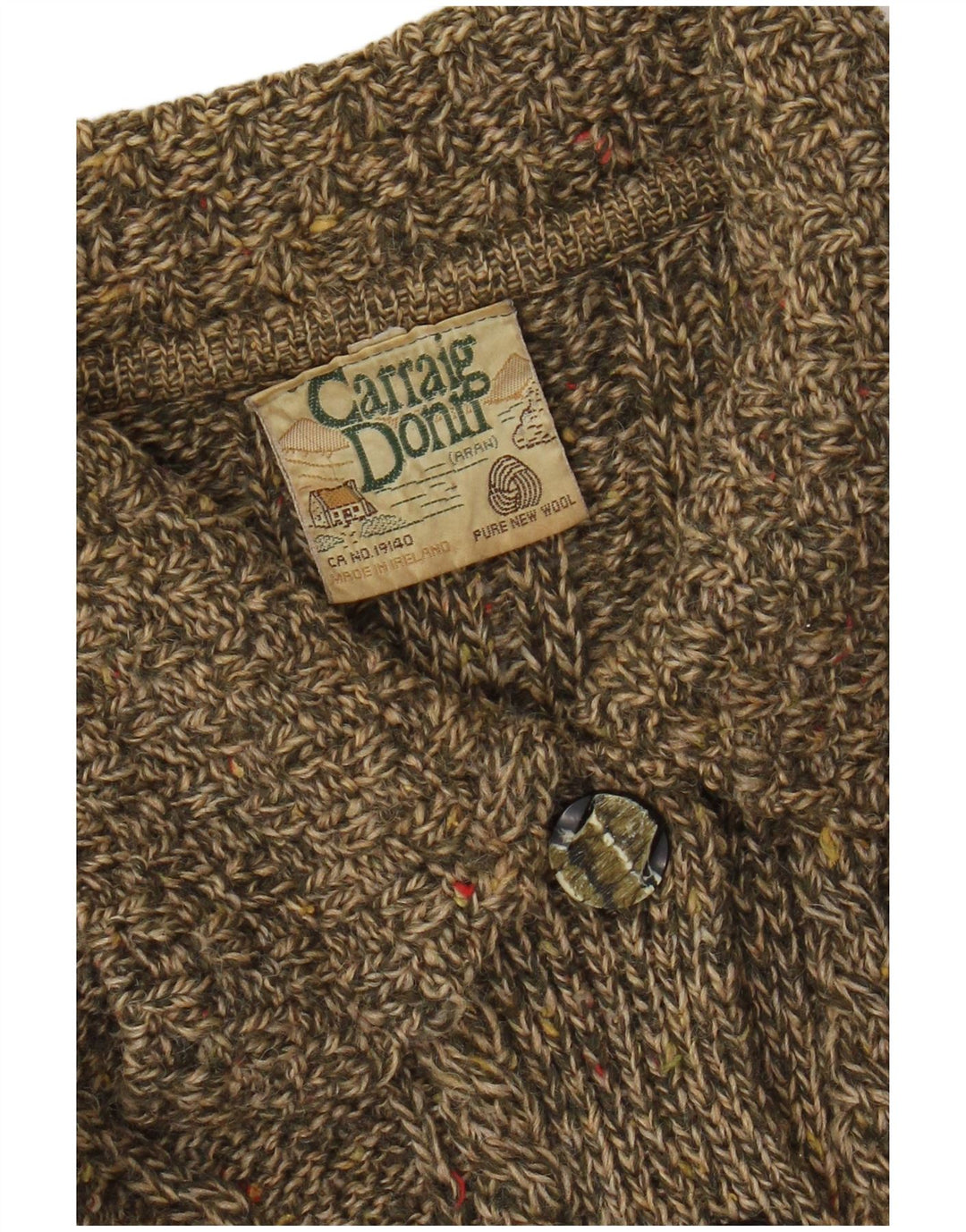 CARRAIG DONN Γυναικείο πουλόβερ ζακέτα UK 14 Μαλλί μεσαίου χακί