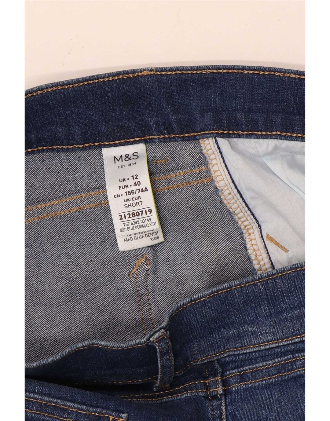 Marks & Spencer Γυναικεία Slim Bootcut Jeans UK 12 Medium W30 L28 Blue Cotton