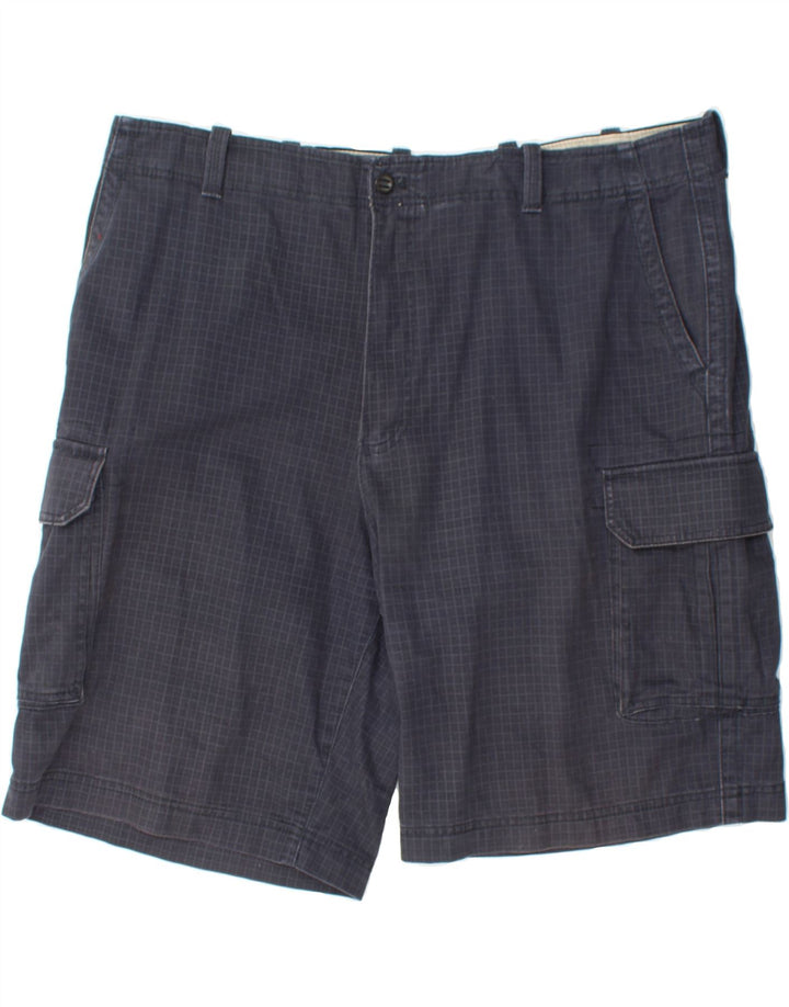 IZOD Mens Cargo Shorts W42 2XL Navy Blue Check Cotton Vintage Izod and Second-Hand Izod from Messina Hembry 