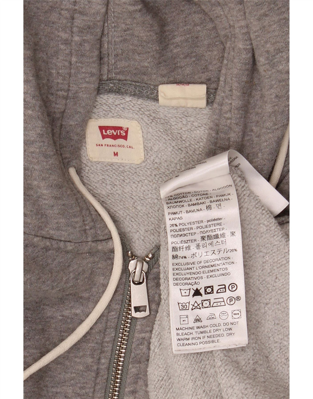 Ανδρικό πουλόβερ Levi's με φερμουάρ με κουκούλα, βαμβακερό μεσαίο γκρι