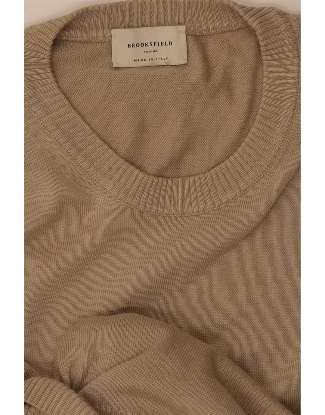 Ανδρικό πουλόβερ Brooksfield Crew Neck Jumper Medium Beige
