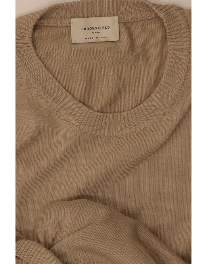 Ανδρικό πουλόβερ Brooksfield Crew Neck Jumper Medium Beige