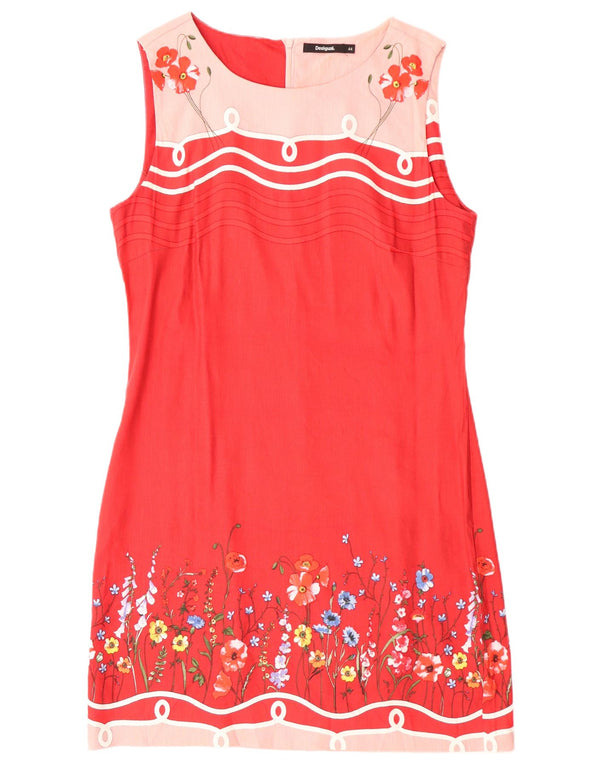 Desigual Γυναικείο Αμάνικο Φόρεμα με θήκη EU 44 XL Κόκκινο φλοράλ λινό