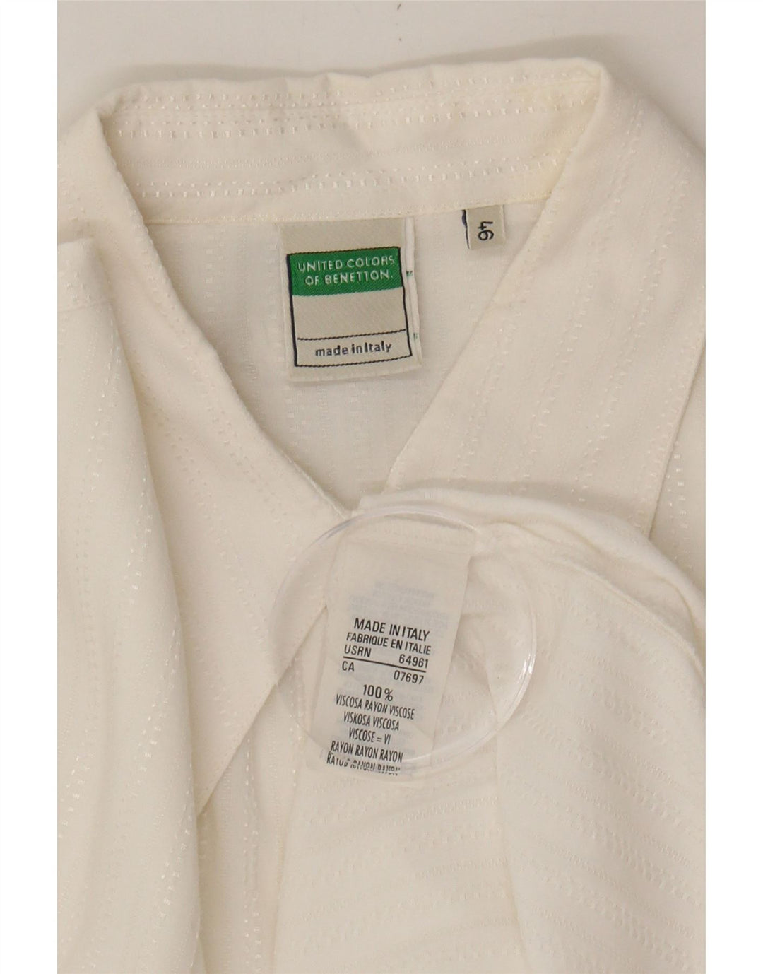 BENETTON Womens Shirt Dress IT 46 Large White Viscose Vintage Benetton and Second-Hand Benetton from Messina Hembry 