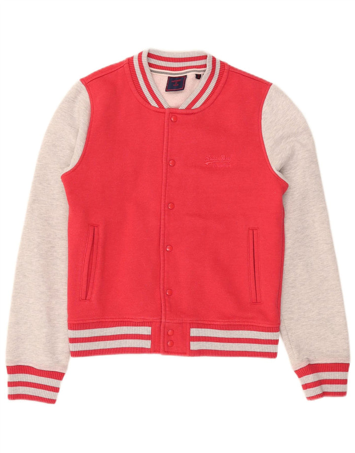 Superdry γυναικείο τζάκετ Varsity UK 10 Small Red Colourblock Βαμβακερό