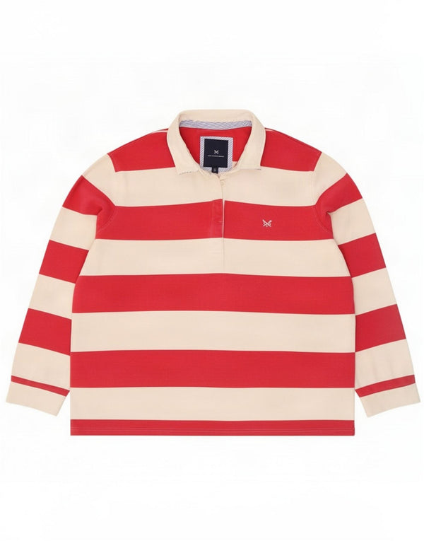 Crew Clothing Γυναικεία μακρυμάνικη μπλούζα ράγκμπι πόλο UK 18 XL κόκκινο ριγέ
