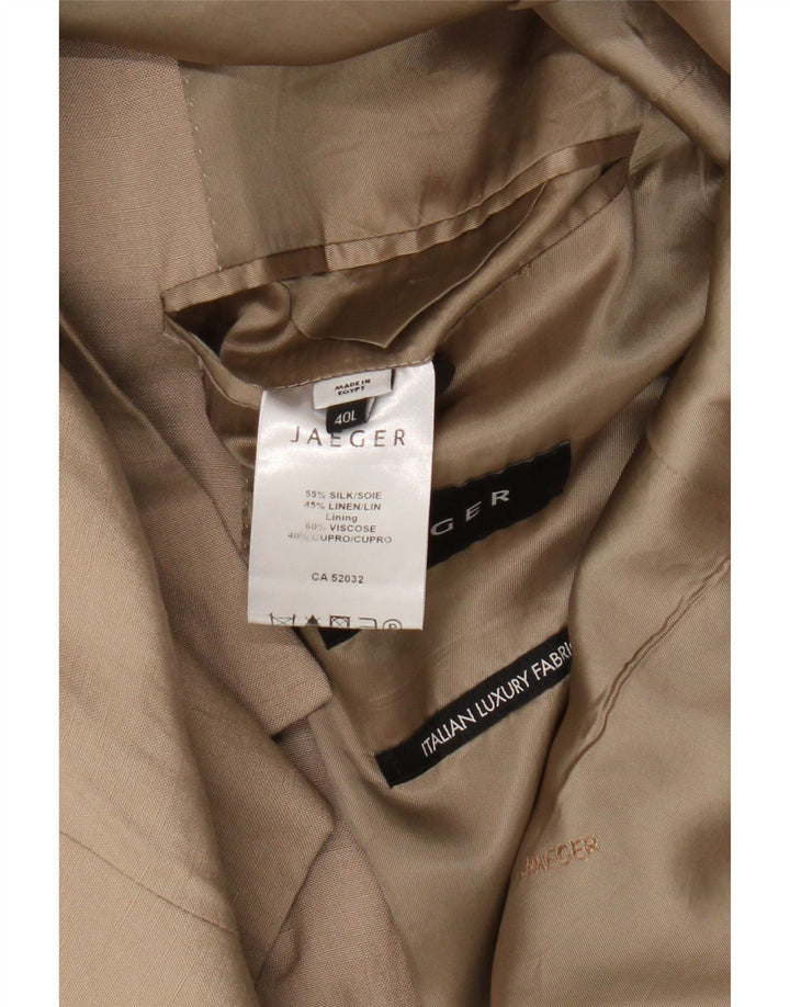 Jaeger Ανδρικό σακάκι σακάκι με 2 κουμπιά UK 40 Large Beige Silk