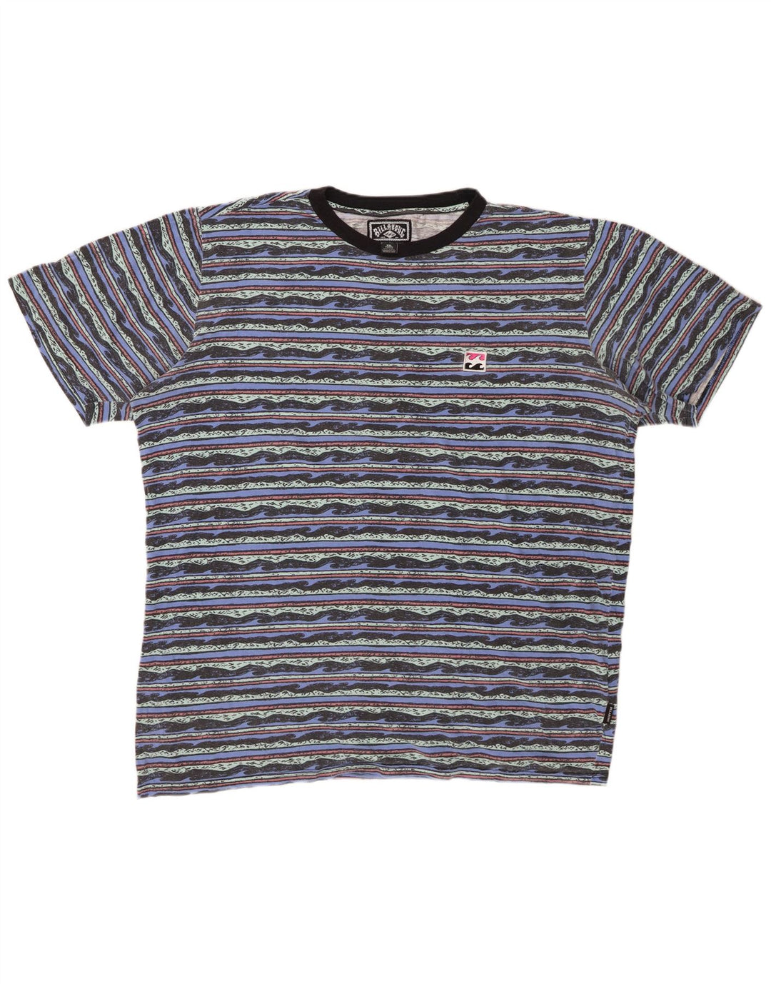 BILLABONG Ανδρικό γραφικό T-Shirt Top 2XL Μπλε ριγέ βαμβακερό