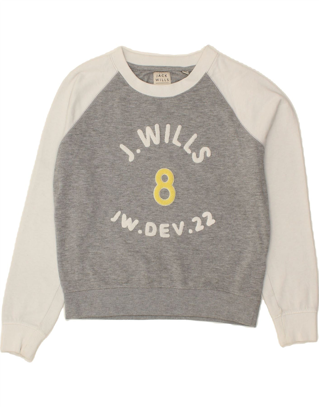 JACK WILLS Womens Oversized Sweatshirt Jumper UK 6 XS  Grey Colourblock Vintage Jack Wills and Second-Hand Jack Wills from Messina Hembry 