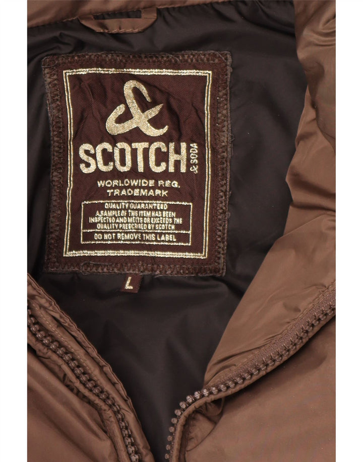 Ανδρικό μπουφάν με κουκούλα Scotch & Soda UK 40 Large Brown Polyamide