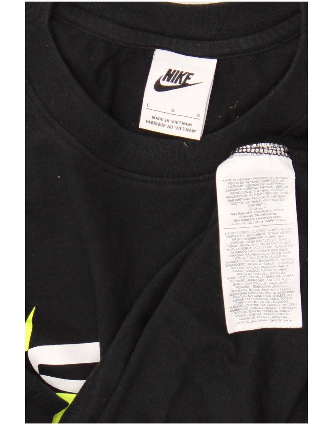 Ανδρικό γραφικό μπλουζάκι Nike, μεγάλο μαύρο βαμβακερό