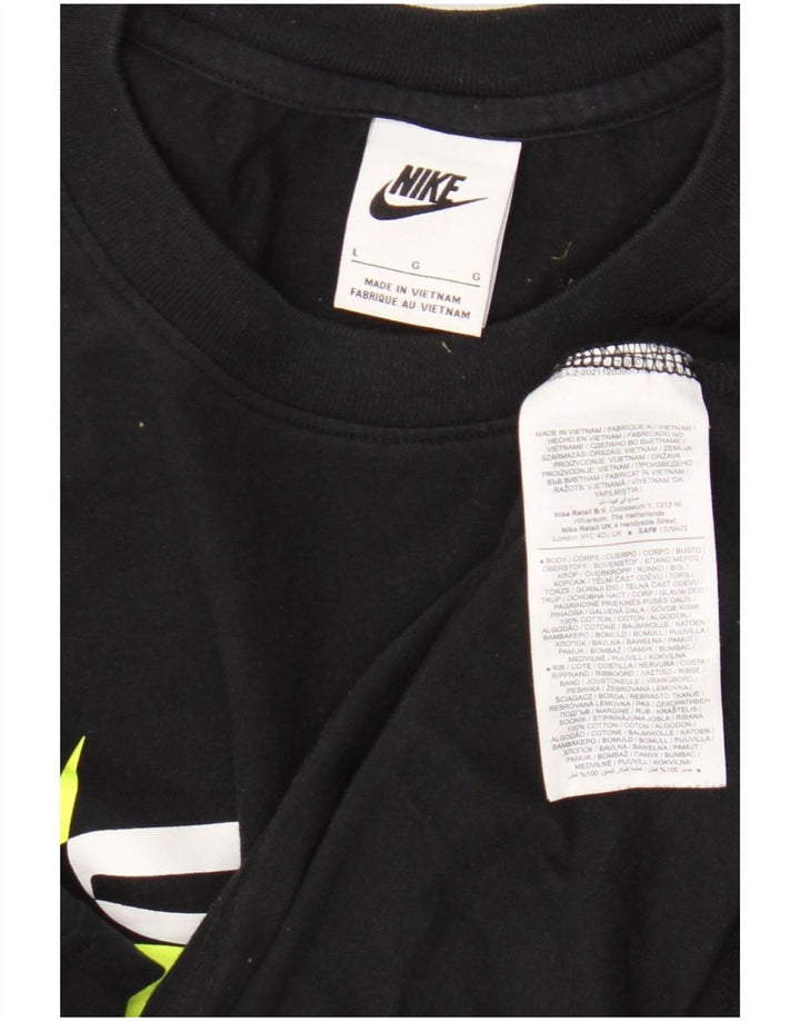 Ανδρικό γραφικό μπλουζάκι Nike, μεγάλο μαύρο βαμβακερό