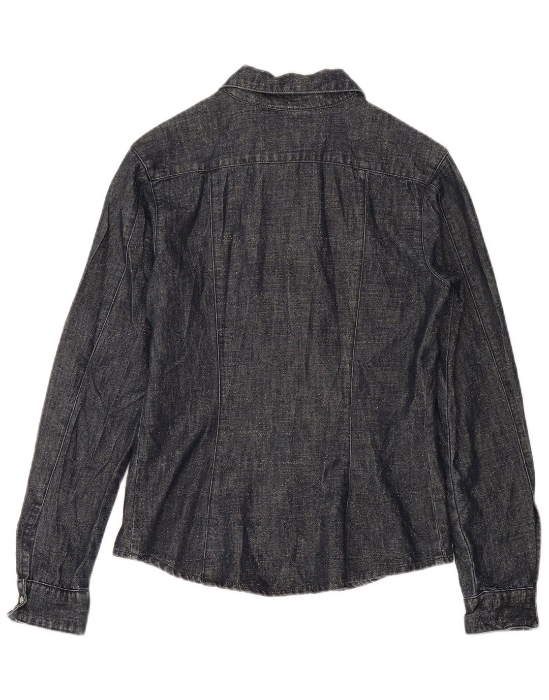 Vintage γυναικείο πουκάμισο UK 12 Medium Navy Blue