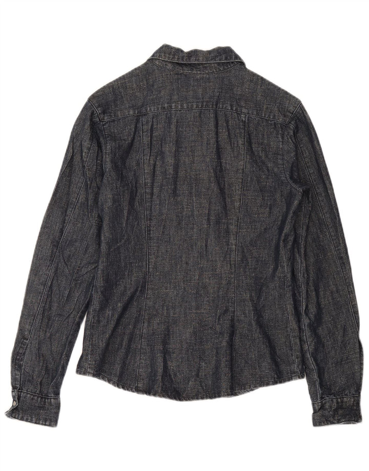 Vintage γυναικείο πουκάμισο UK 12 Medium Navy Blue