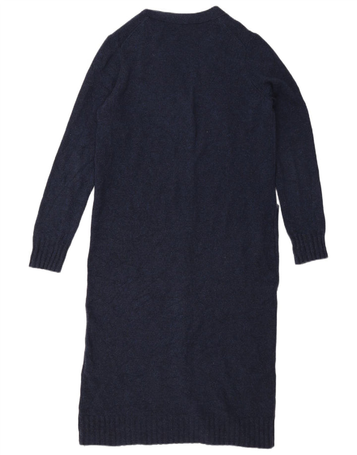 Cos Γυναικείο Longline Oversized Ζακέτα UK 10 Small Navy Blue Wool