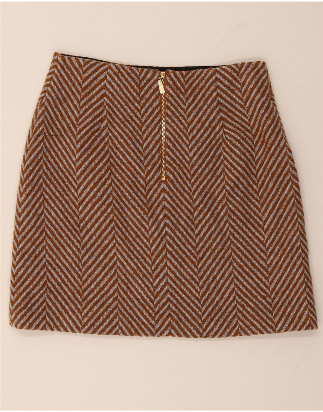 Marks & Spencer Γυναικεία Μίνι Φούστα UK 10 Small W30 Καφέ ψαροκόκαλο
