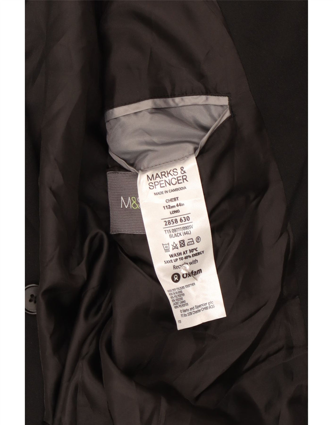 Marks & Spencer Ανδρικό σακάκι blazer 2 κουμπιών UK 44 XL μαύρο πολυεστέρα