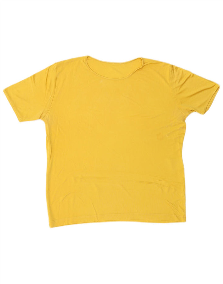 Γυναικείο T-Shirt VINTAGE Top UK 16 Large Yellow Silk