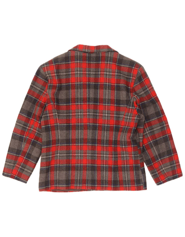 Vintage γυναικείο μπουφάν με 3 κουμπιά 3/4 μανίκια IT 46 Large Grey Check