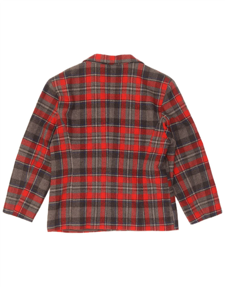 Vintage γυναικείο μπουφάν με 3 κουμπιά 3/4 μανίκια IT 46 Large Grey Check