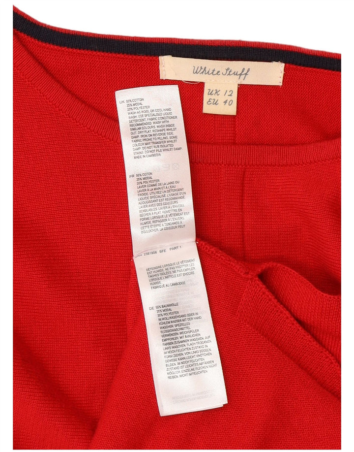 White Stuff Γυναικείο πουλόβερ με λαιμόκαυστο UK 12 μεσαίο κόκκινο βαμβακερό