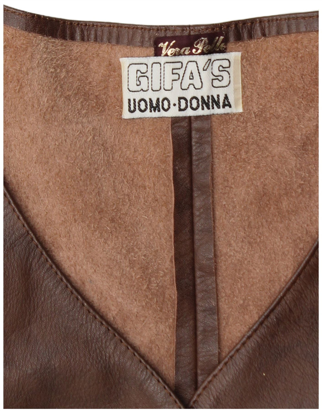 Δερμάτινο Γυναικείο Γιλέκο VINTAGE IT 48 XL Καφέ Δερμάτινο