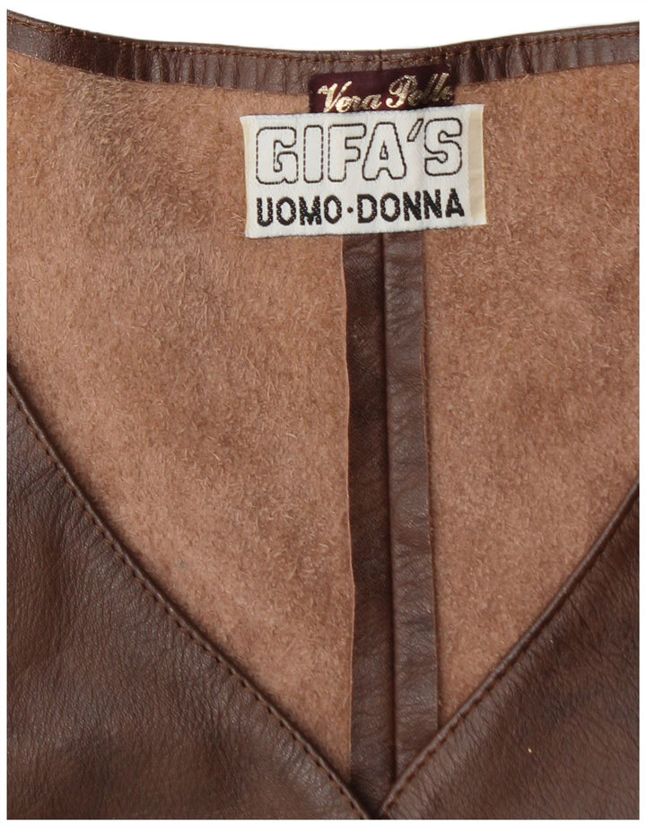 Δερμάτινο Γυναικείο Γιλέκο VINTAGE IT 48 XL Καφέ Δερμάτινο