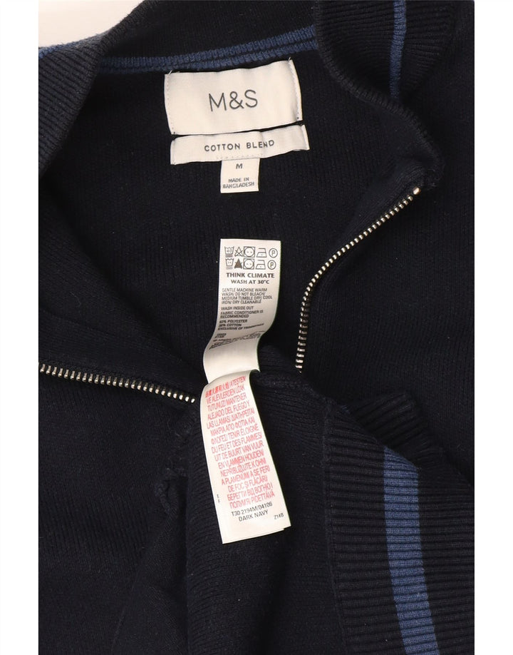 Ανδρικό πουλόβερ ζακέτα Marks & Spencer Medium Navy Blue Polyester