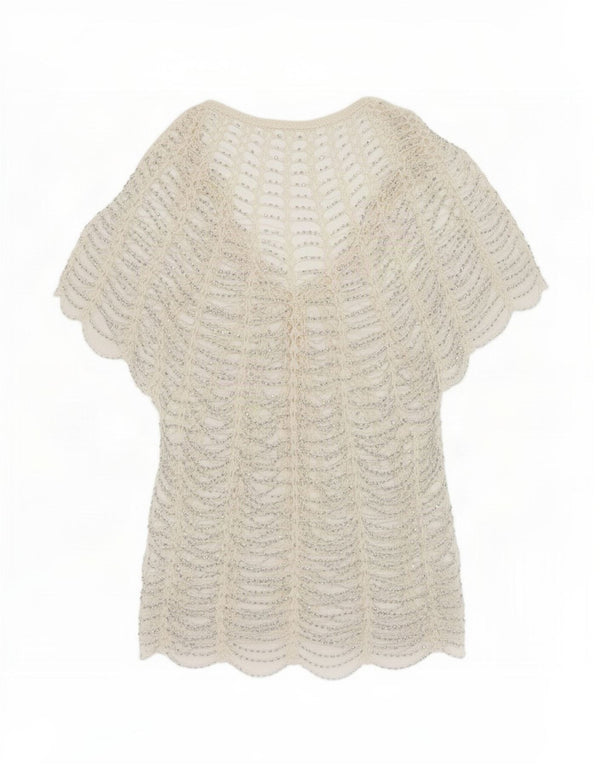 Vintage Womens See Through Crochet Cardigan Top 10 Small White