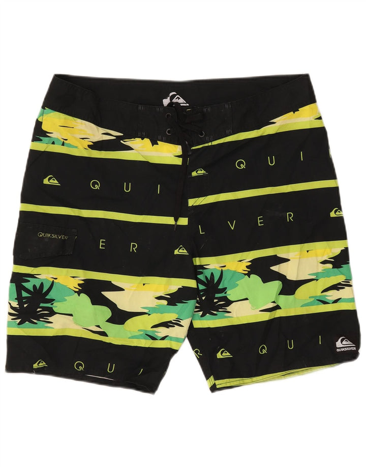 Ανδρικό γραφικό σορτς κολύμβησης Quiksilver μεγάλο μαύρο ριγέ πολυεστέρα