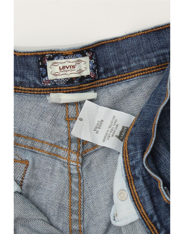 LEVI'S Γυναικείο τζιν σορτς βερμούδας ταλαιπωρημένο US 8 μεσαίο W28 μπλε βαμβακερό