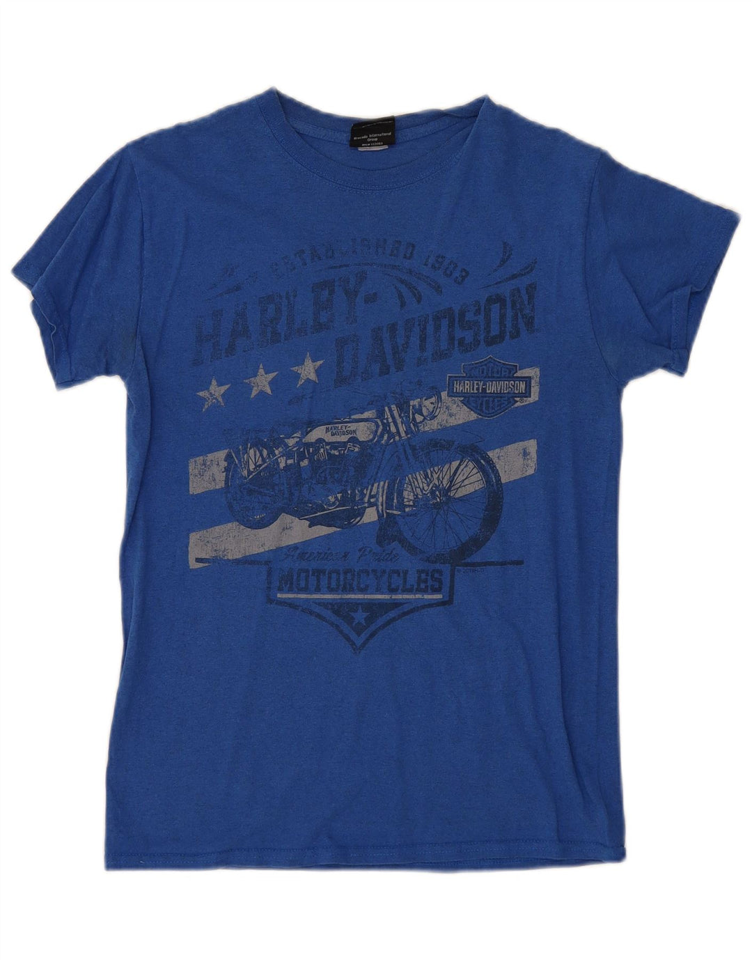 Ανδρικό γραφικό μπλουζάκι Harley Davidson Top Μικρή μπλε μοτοσυκλέτα