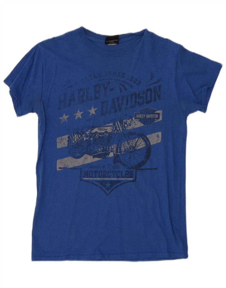 Ανδρικό γραφικό μπλουζάκι Harley Davidson Top Μικρή μπλε μοτοσυκλέτα