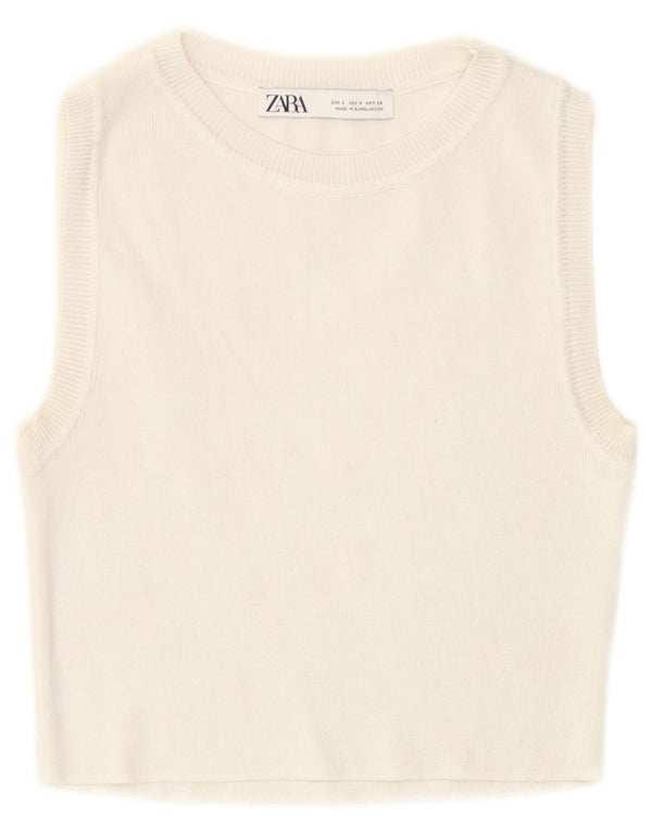 Zara Γυναικείο γιλέκο Crop Tank Top UK 8 Small Off White