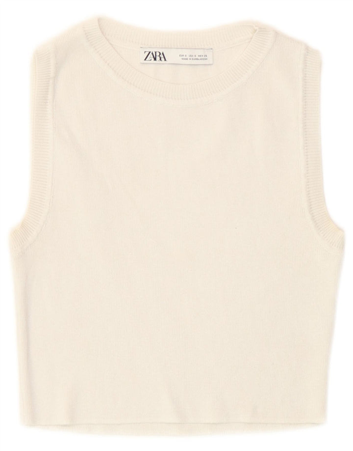 Zara Γυναικείο γιλέκο Crop Tank Top UK 8 Small Off White